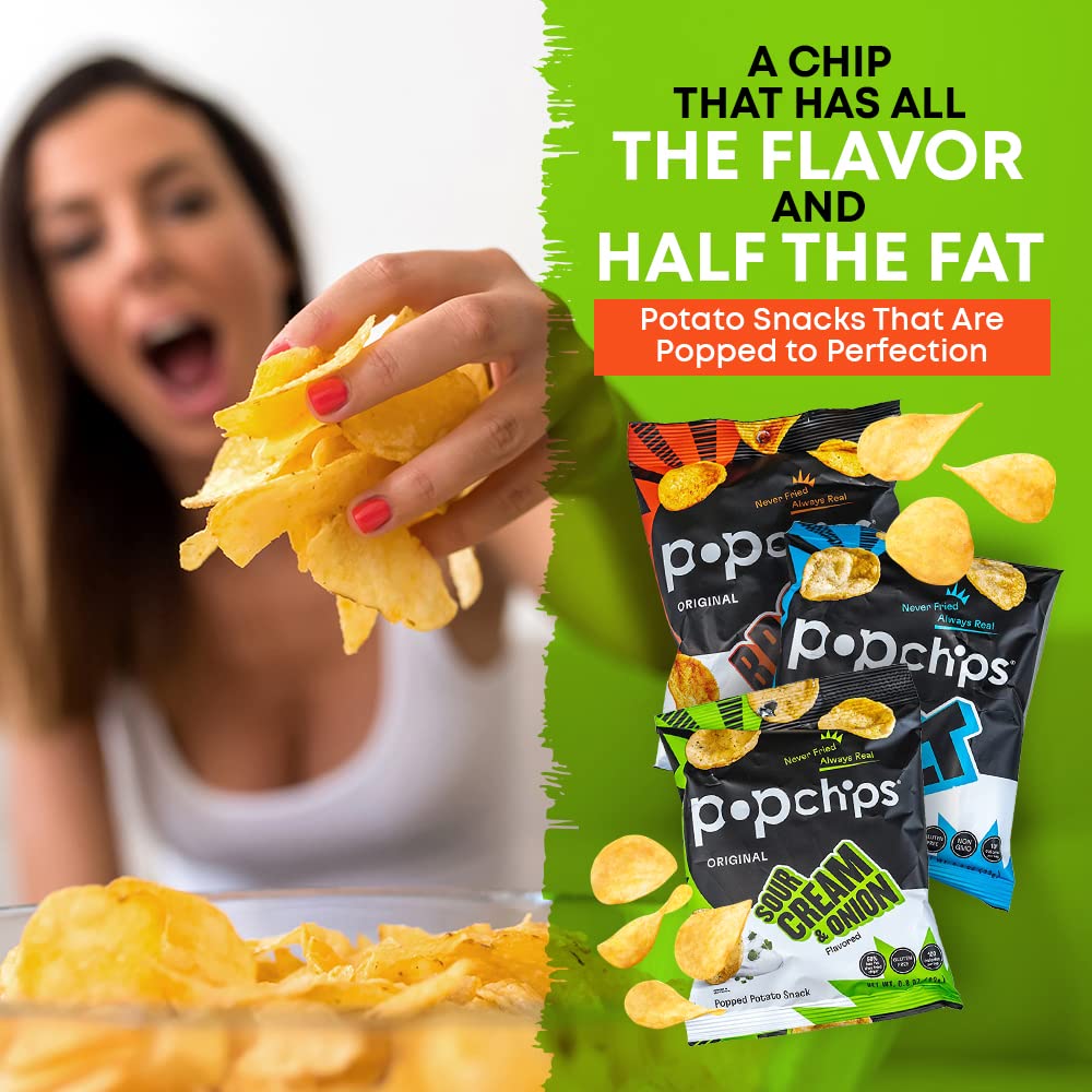 Pop N Chips Variety Pack, Sea Salt, Bbq, Sea Salt & Vinegar, Sour Cream & Onion, 0.8 Oz. Bags 30 Count Packaged By Doomi Perfect
