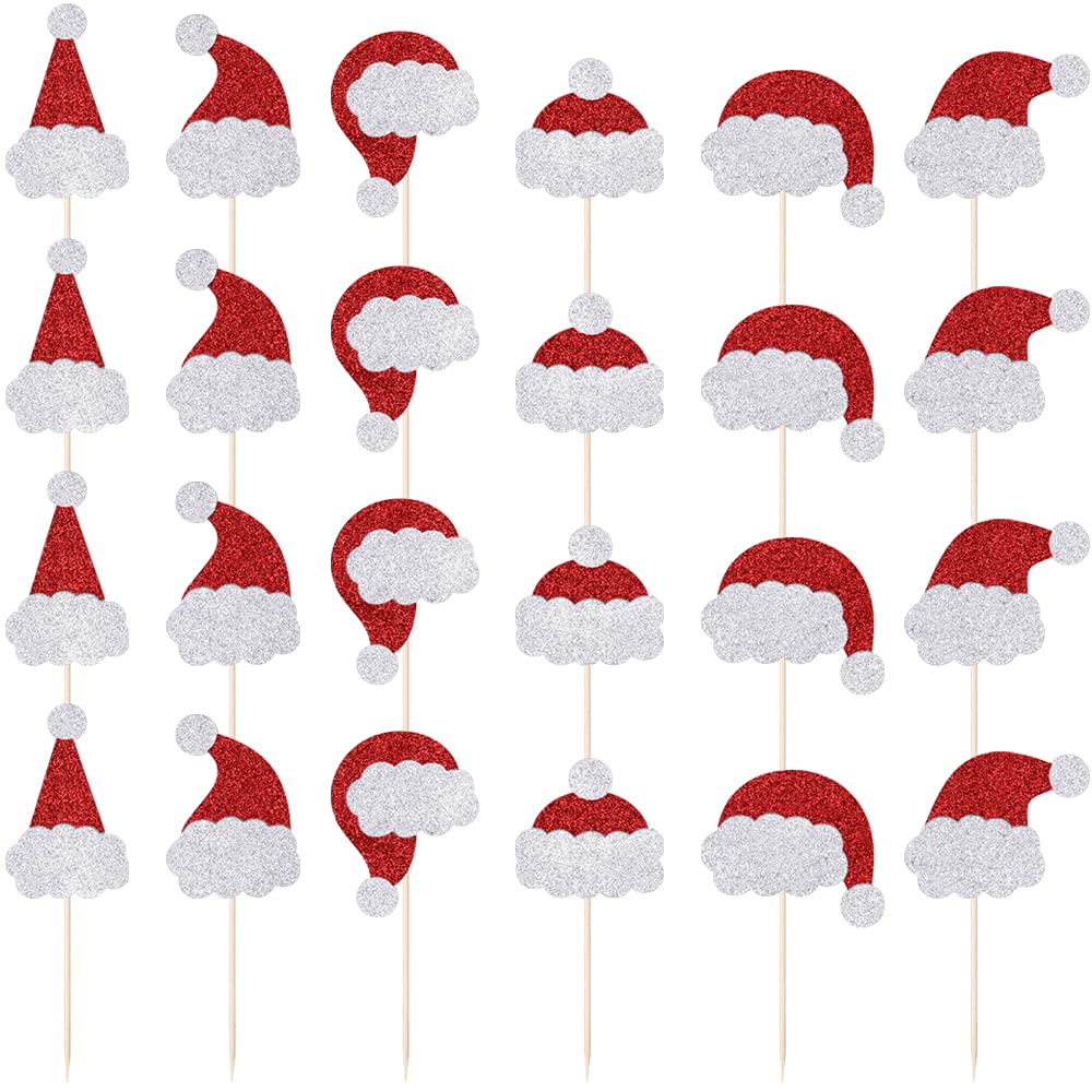 Qertesl 24Pcs Gingerbread Man Xmas Cupcake Toppers,Baby Shower Boy Girl Birthday Party Decorations,Winter Birthday Party Dessert