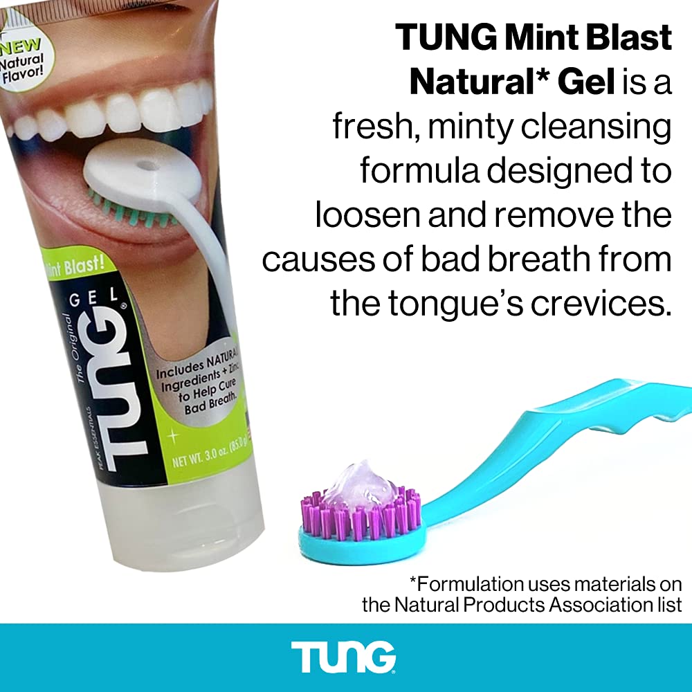 Peak Essentials | Tung Natural Brush & Gel Kit | Tongue Cleaner For Adults | Tongue Scraper To Fight Bad Breath And Halitosis |