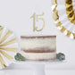 Janou 15 Cake Topper Number 15 Crystal Rhinestones 15Th Cake Decoration For Birthday Anniversary Party Decoratio (Gold)