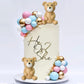 Brown Bear Balls Gender Reveal Cake Toppers For Birthday Baby Shower Party Decorations (Pink Blue)