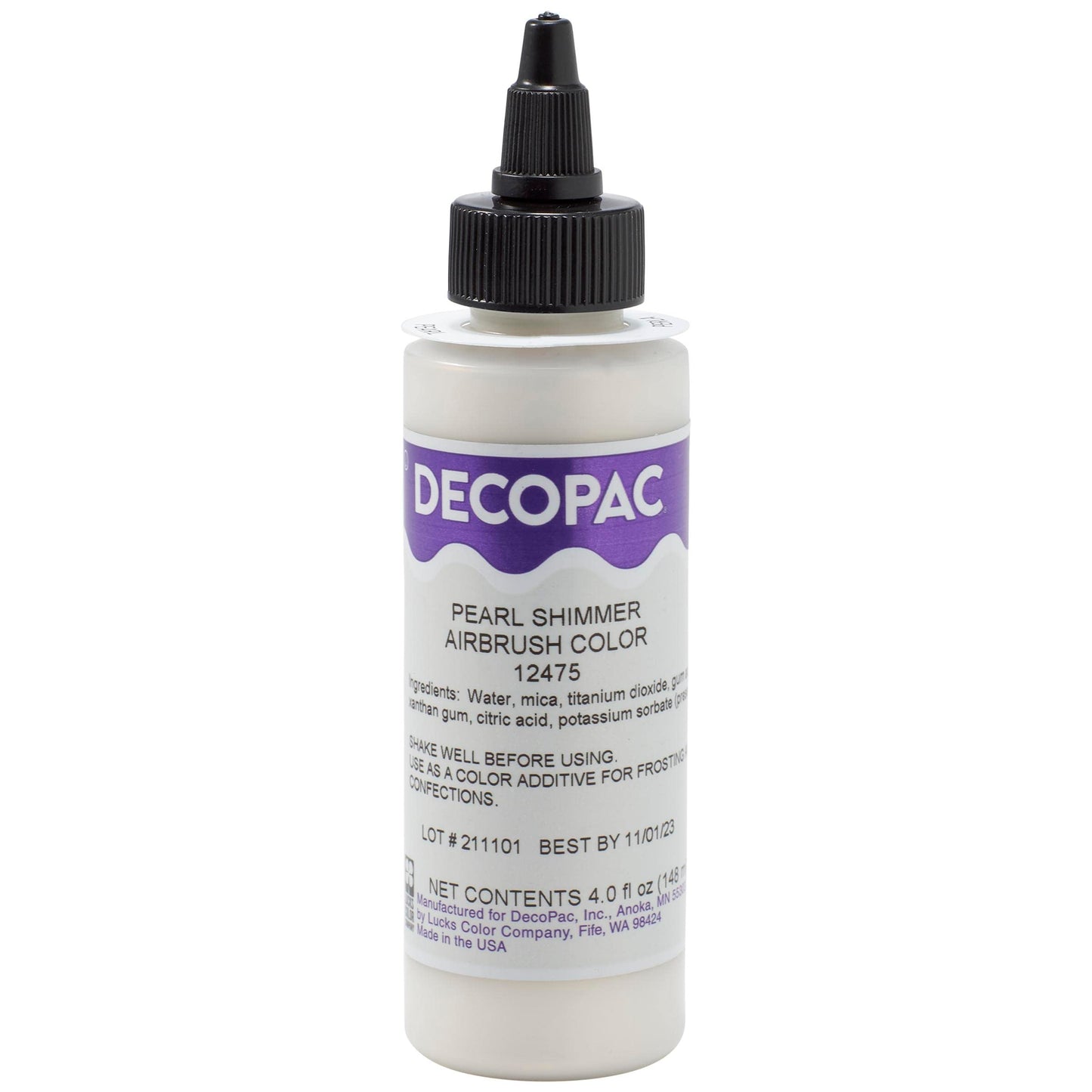DecoPac Premium Airbrush Color, Edible Paint, 4oz, Pearl Shimmer, Model 12475