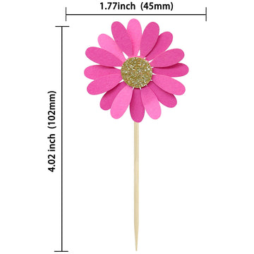 24Pcs Daisy Cupcake Toppers Flower Cake Topper Decorations Daisy Cake Decorations Chrysanthemum Cupcake Toppers Spring Daisy Flo