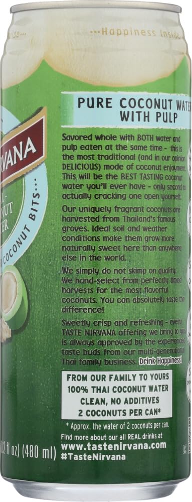 Taste Nirvana Real Cocunut Water with Pulp (12x16.2 Oz)