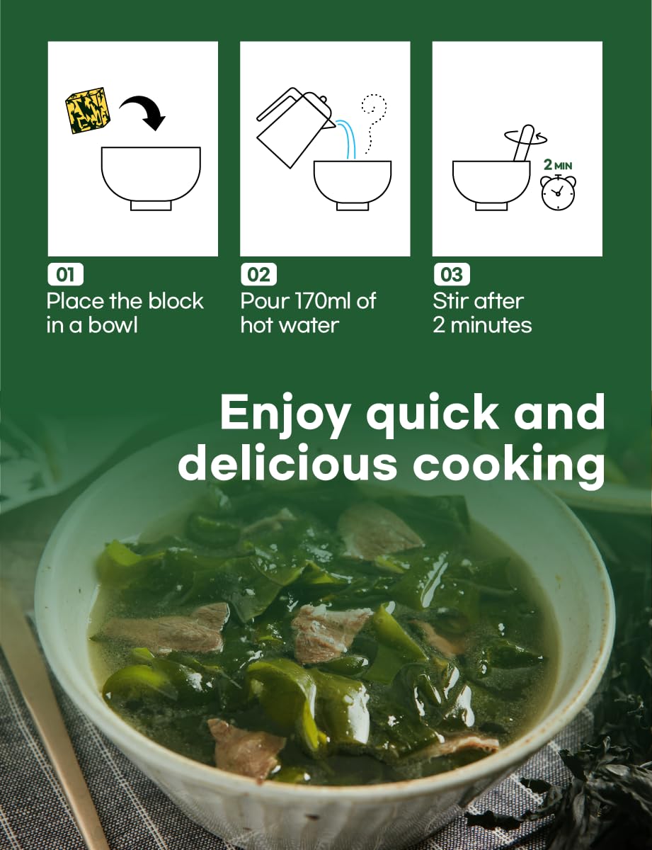 Korean Frozen Dried Multi-Pack Soup (Seaweed Soup 10G    6Ea) + (Korean Spicy Soup 10G    6Ea) Easy Cooking Individual Packaging