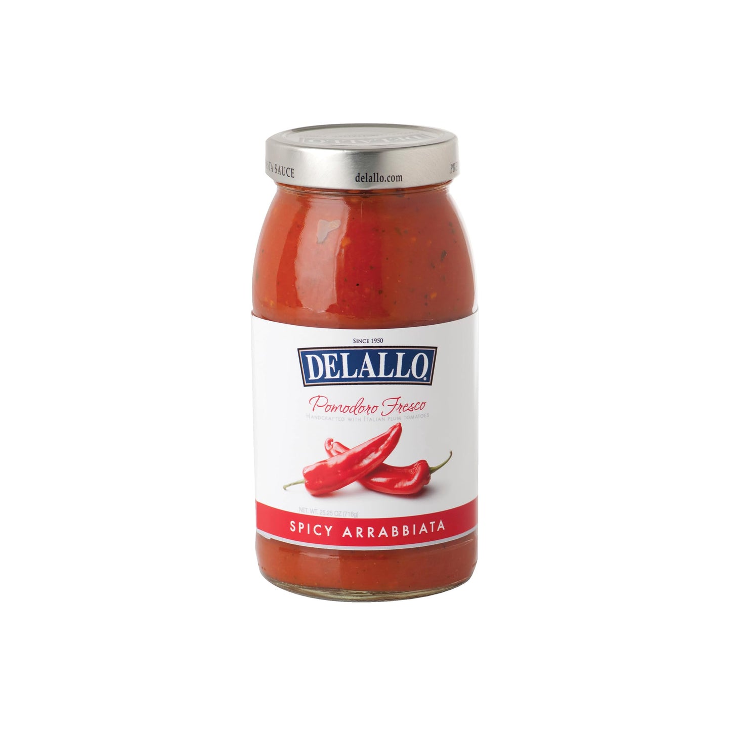 DeLallo Pomodoro Fresco Arrabiatta Sauce, 25.5 oz Jar, No Added Sugar, All Natural, Gluten Free, Non-GMO, Vegan, Spicy Pasta Sau