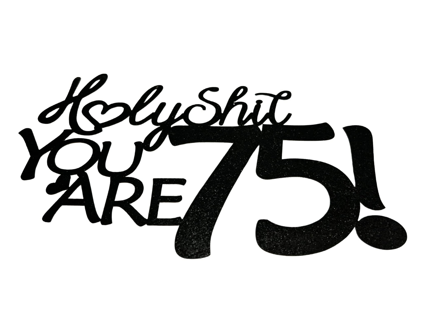 Veegood 75th Birthday Cake Topper - Black Glitter, Funny Design, Glitter Card Material, Model T69