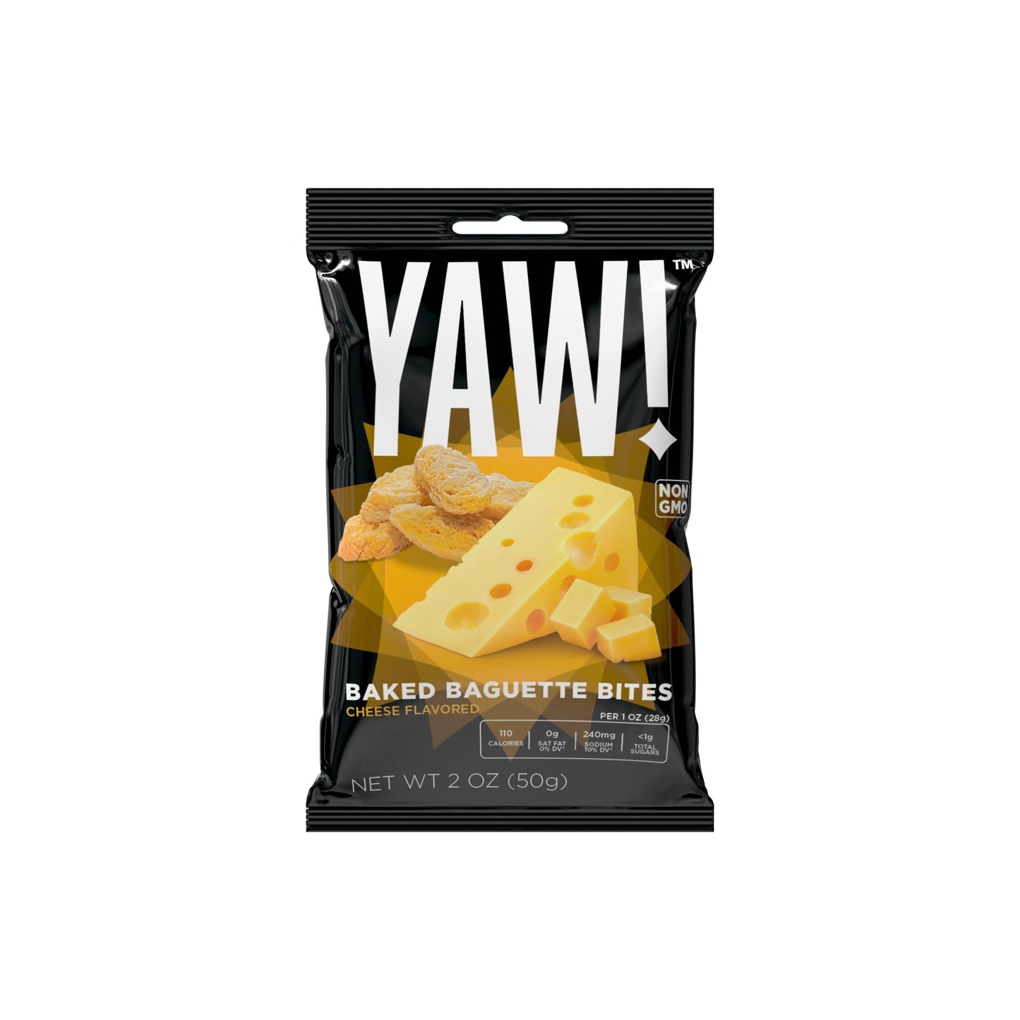 YAW! Baked Baguette Bites, Cheese Flavored, Non-GMO, 3 Pack (6oz), Orange