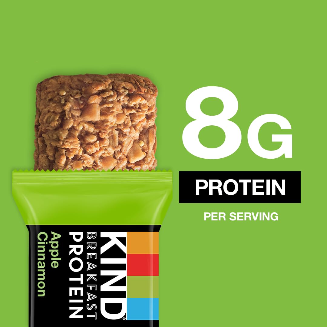 KIND Breakfast Protein Bar, Apple Cinnamon, Gluten Free, 8g Protein, 1.76oz, Pack of 30