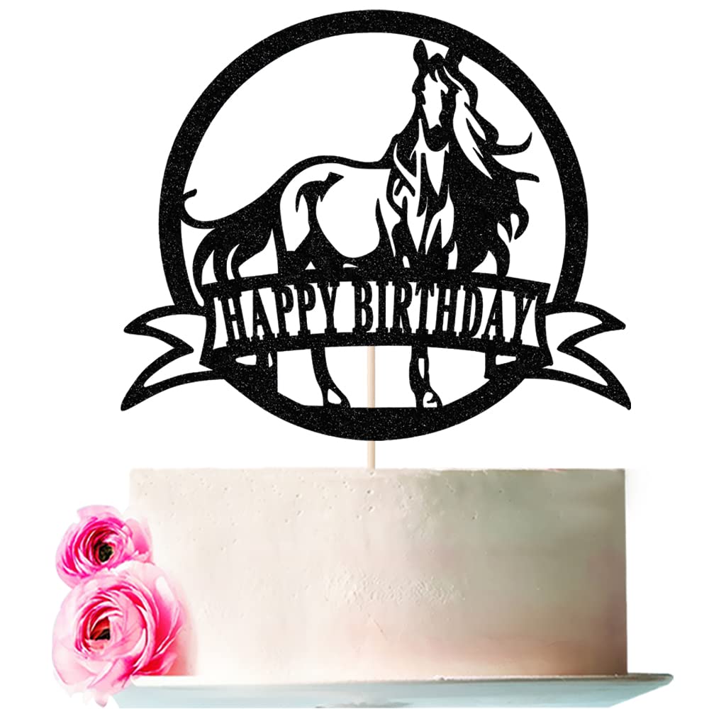 Bejotaa Horse Birthday Cake Topper, Paper Decoration for Kids and Men, Horse Racing Theme