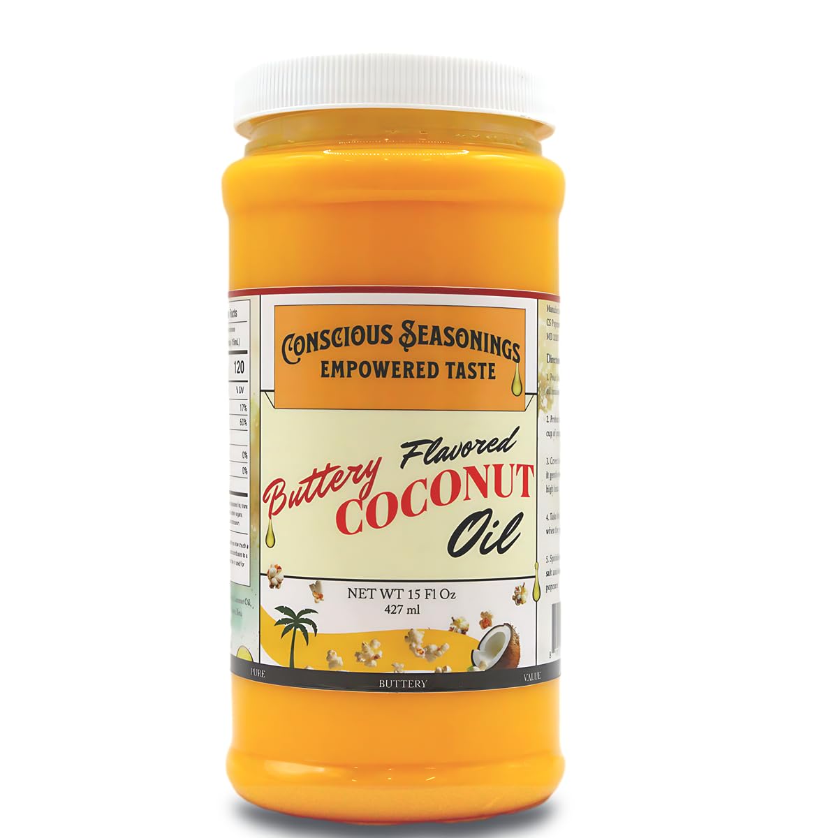 CS Popcorn - Butter Flavored Oil | Rich and Creamy Coconut Oil | Healthy, Non-GMO, Gluten-Free - 15 oz