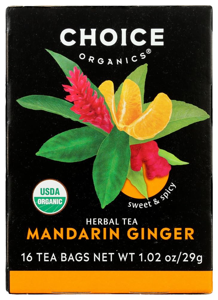 Choice Organic Teas Mandarin Ginger Herbal Tea - 48 Tea Bags, Organic, 16 Count (Pack of 3)