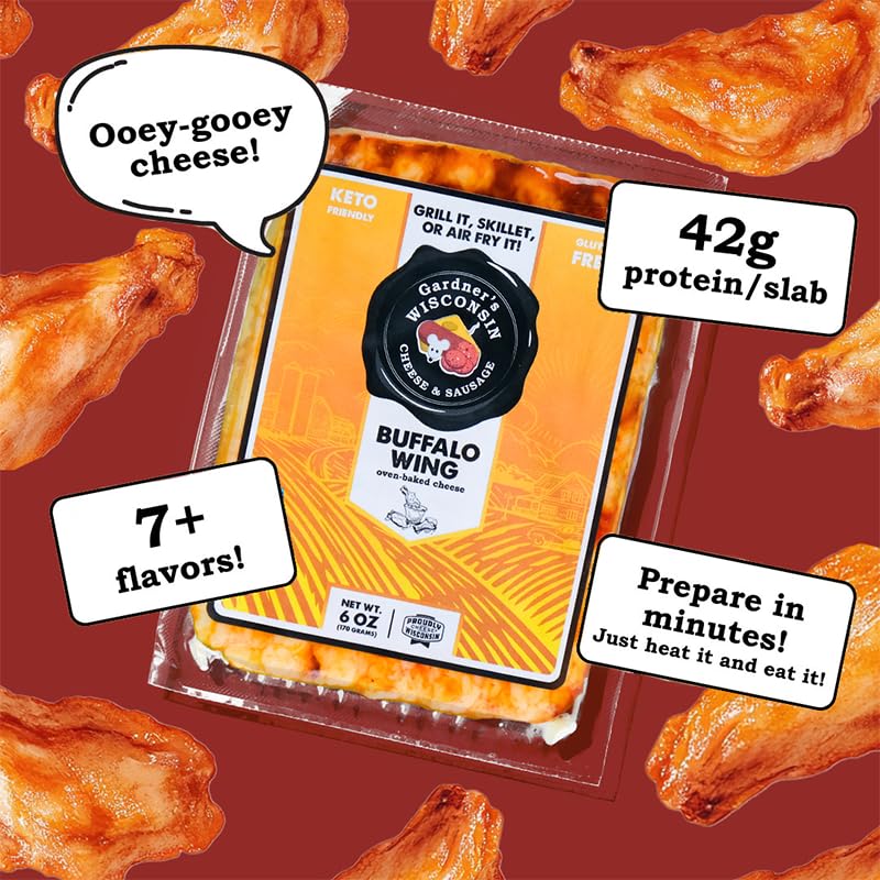 Gardner s Wisconsin Cheese, 4 Pack of Buffalo Wing Oven-Baked Cheese (6 Ounces Per Block) - Artisan Cheese Made in Wisconsin -