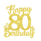 80 Birthday Cake Toppers-Gold Glitter, Eighty Cake Topper, 80 Cake Topper, 80Th Birthday Decorations,80Th Birthday Cake Topper,