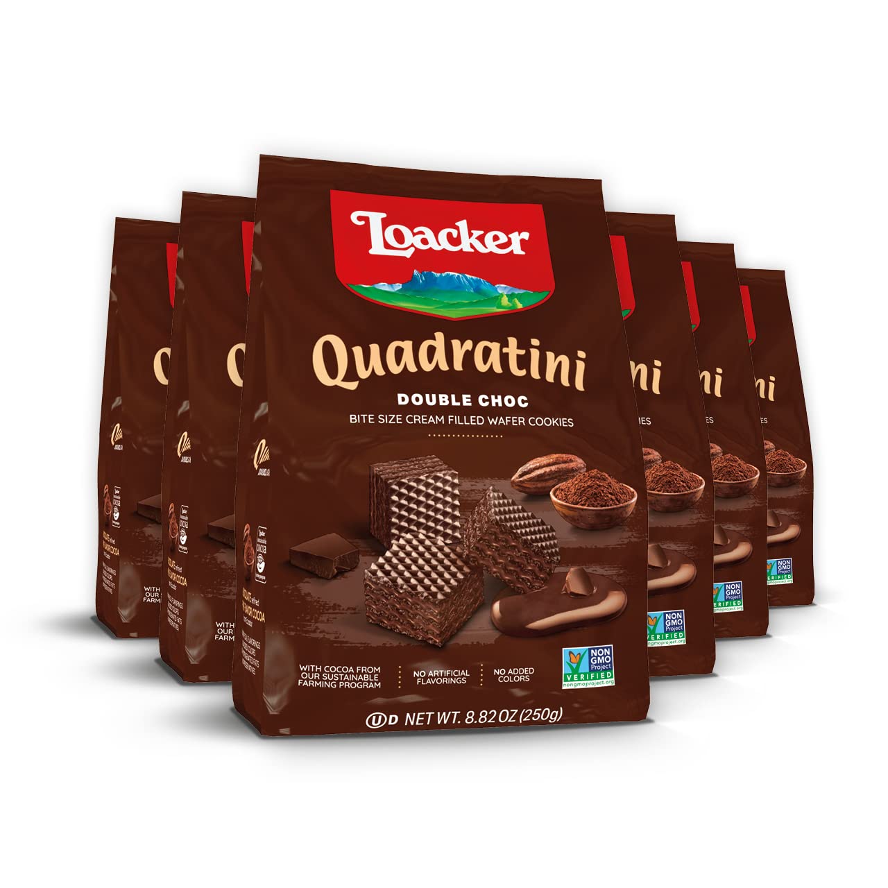 Loacker Quadratini Double Choc Wafer Cookies, 30% Less Sugar, Family P ...