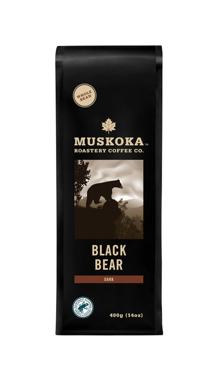 Muskoka Roastery Coffee, Black Bear, Dark Roast, Whole Bean Coffee, 400g