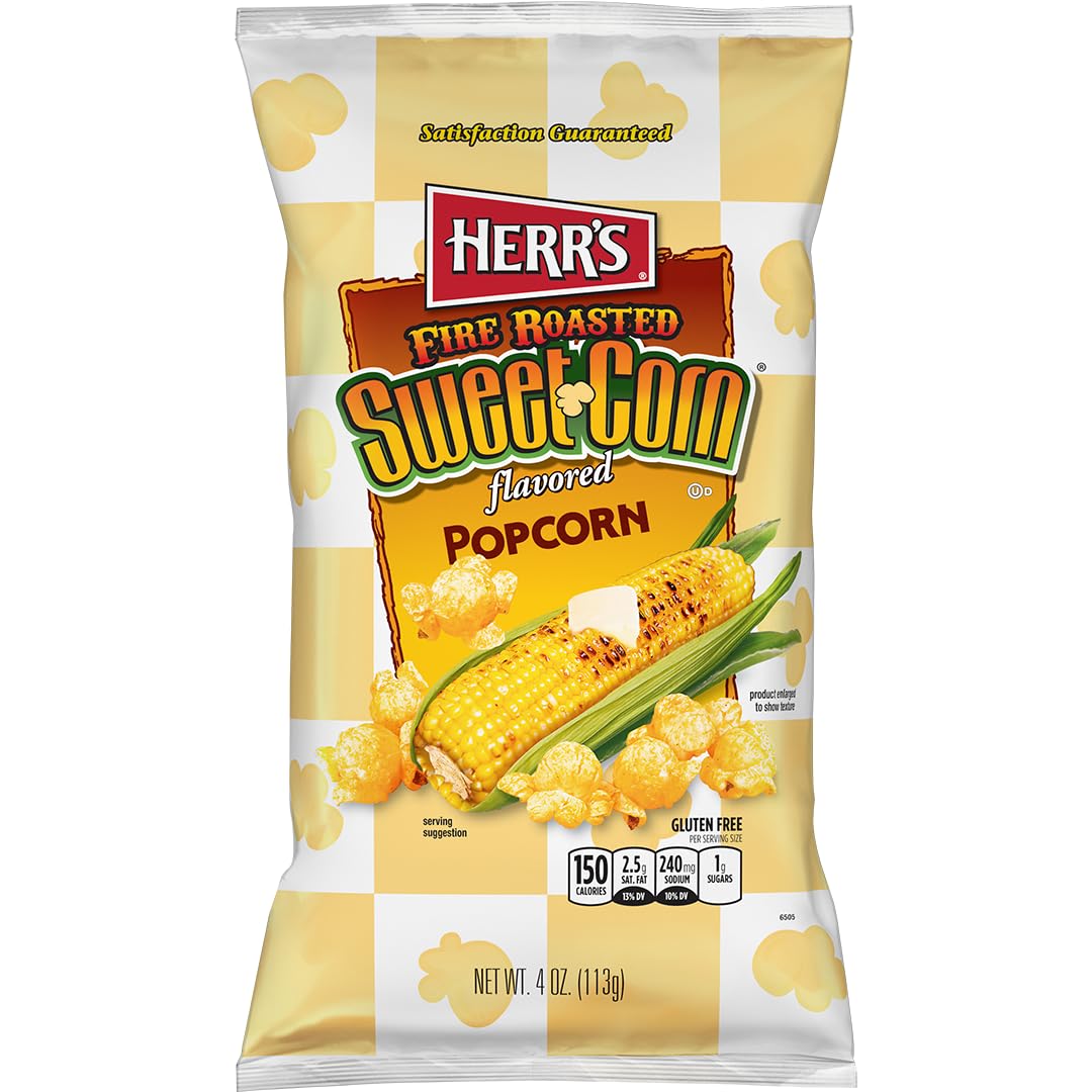 HERRS Popcorn Fire Roasted Sweet Corn Flavor, 4 Ounce (Pack of 5 Bags) - Perfect for Sharing