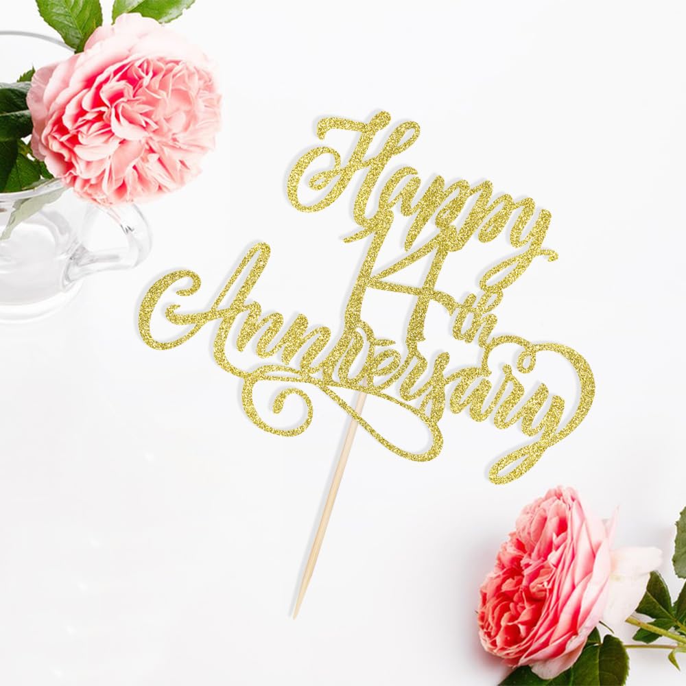 Arokippry Happy 14Th Anniversary Cake Toppers -Wedding Anniversary Party Decorations, 14Th Wedding Anniversary, Company Annivers