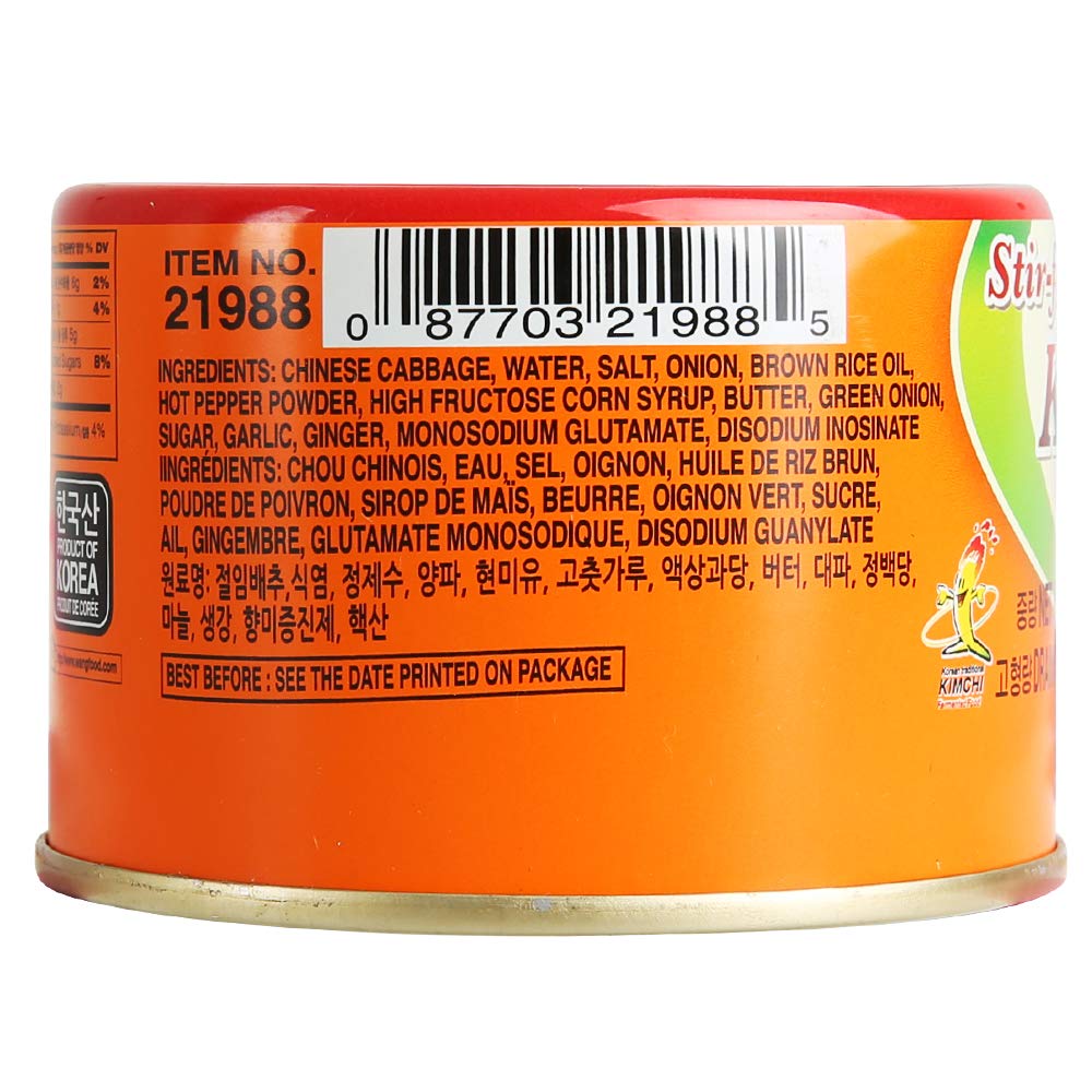 Wang Korean Canned Stir-Fried Kimchi, 5.64 Ounce, Pack Of 12