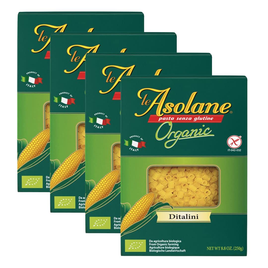 Le Asolane Certified Organic Gluten Free Ditalini Pasta | 4 Pack | Authentic Imported Italian Gourmet Pasta from Select Premium 