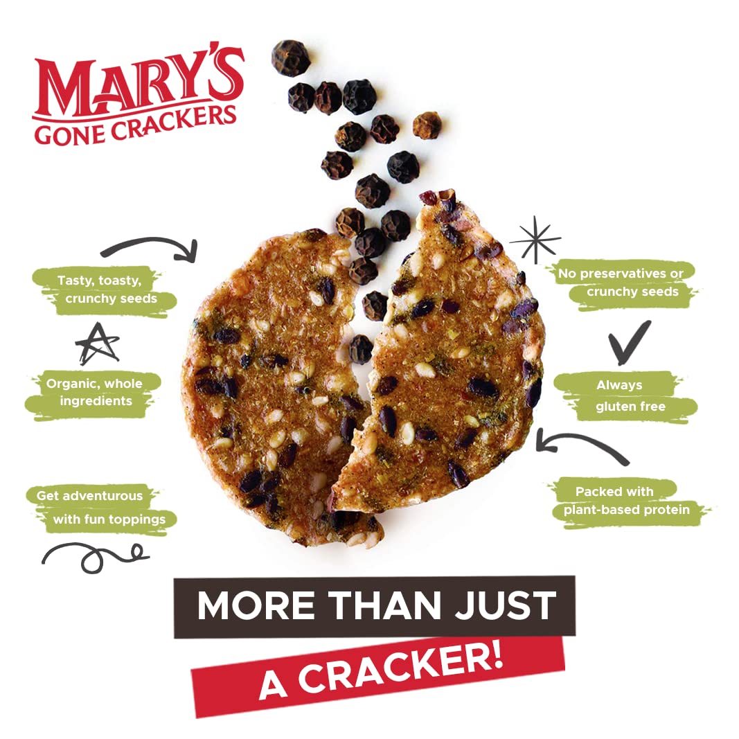 Mary'S Gone Crackers Black Pepper Crackers, Organic Brown Rice, Flax & Sesame Seeds, Gluten Free, 6.5 Ounce (Pack Of 1)