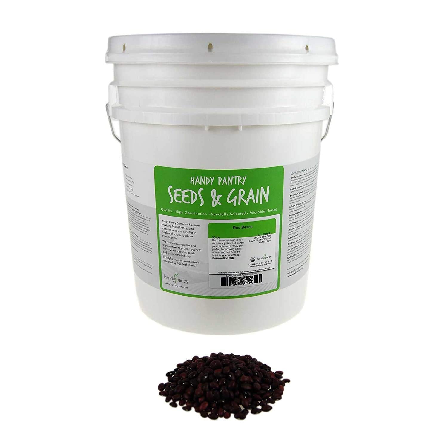 Organic Red Chili Beans - 35 Lbs Re-Sealable Bucket - Red Bean for Cooking, Soups, Chili, Food Storage & More