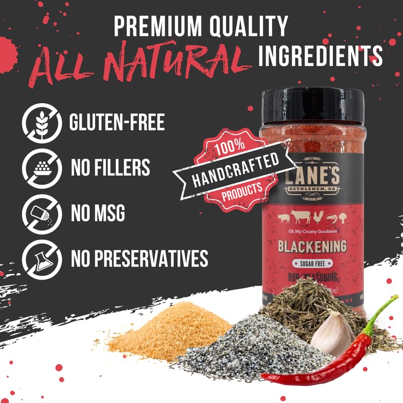 Lanes Blackening Rub Cajun Seasoning, Sugar-Free, Gluten-Free, 10.2 Oz