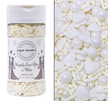Mystic Sprinkles Wedding/Bridal Sprinkles Mixes (Happily Ever After in White Sprinkle Mix 3.8oz)