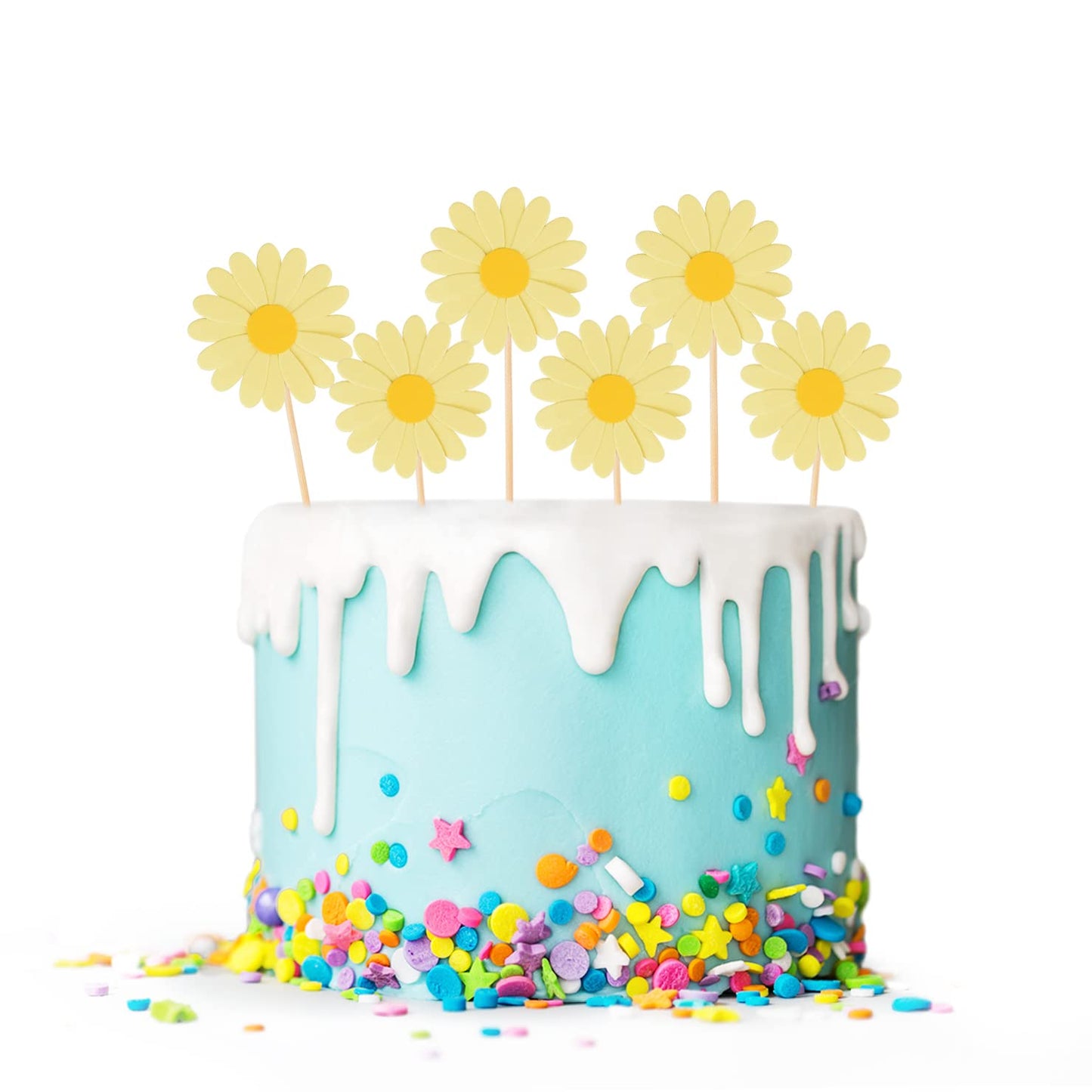 36 Pieces Daisy Cupcake Toppers Yellow Daisy Cake Decorations Chrysanthemum Cupcake Toppers, Spring Daisy Flower Cake Picks For