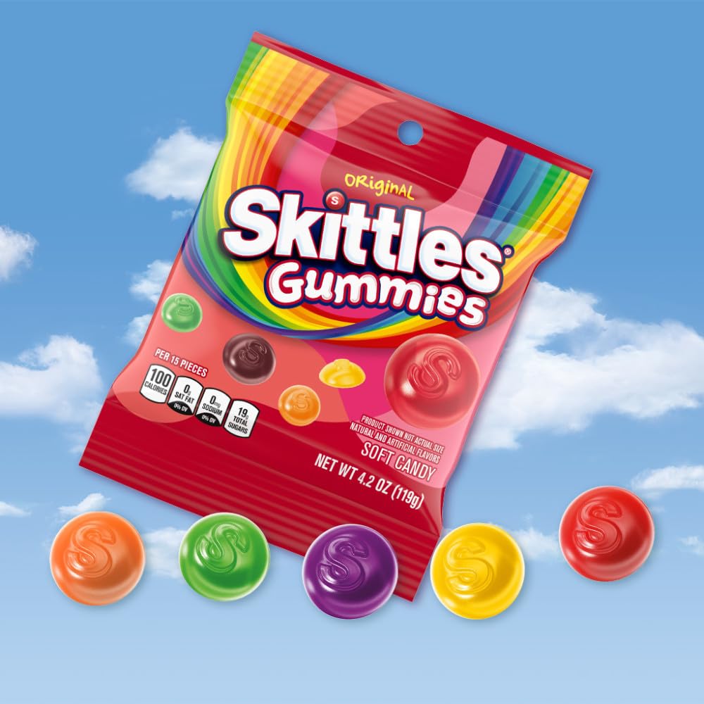 SKITTLES Gummies Original Fruity Gummy Candy  4.2 Oz Bags  Bulk Snacks Pack of 12