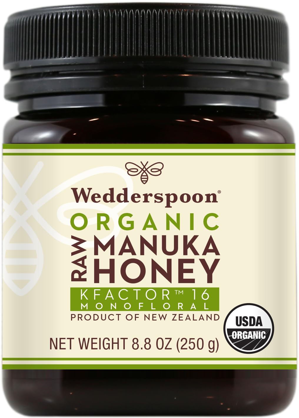 Wedderspoon Raw Organic Manuka Honey Kfactor 16+ Unpasteurized, Genuine New Zealand Honey, Multi-Functional, Non-Gmo Superfood,