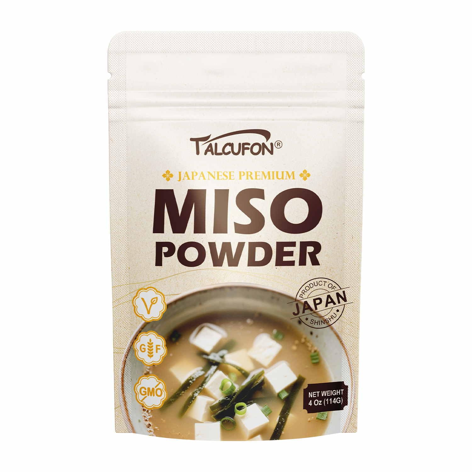 TALCUFON Miso Powder Japanese Freeze-Dried White Miso, Gluten-Free, Vegan, No Additives, Ready to Use for Ramen, Miso Soup, Simm