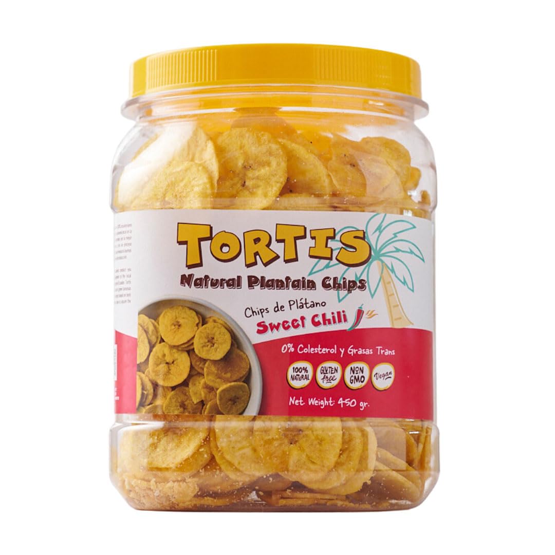Plantain Chips, Healthy Snacks, 100% Natural, Non-GMO, Gluten Free, Banana Chips, Chifles, 15.87 Ounces (Sweet Chili)