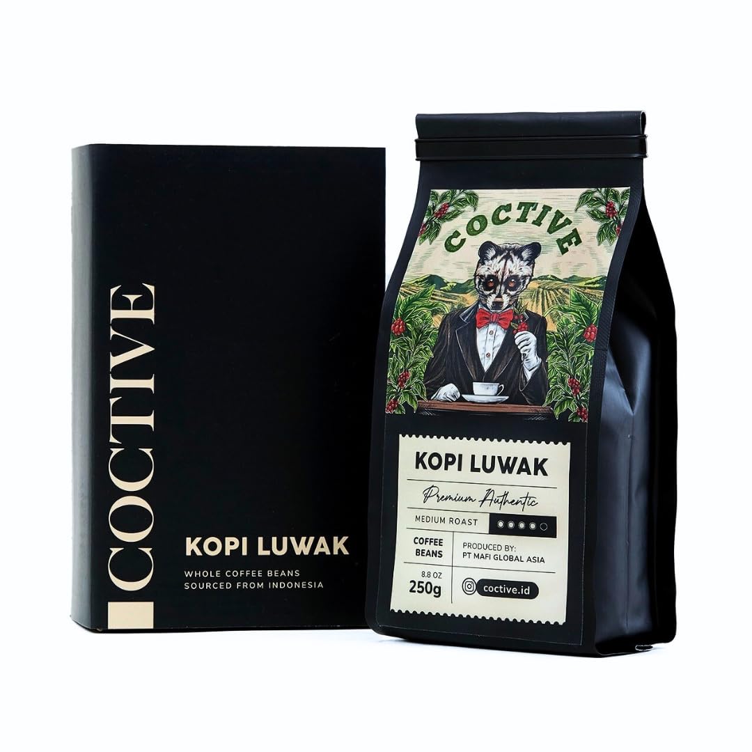 Kopi Luwak Civet Coffee Beans (8.8 Oz) - Worlds Most Expensive Coffee, Wild-Harvested, From Gayo Sumatra Indonesia- Luxury Gift Set