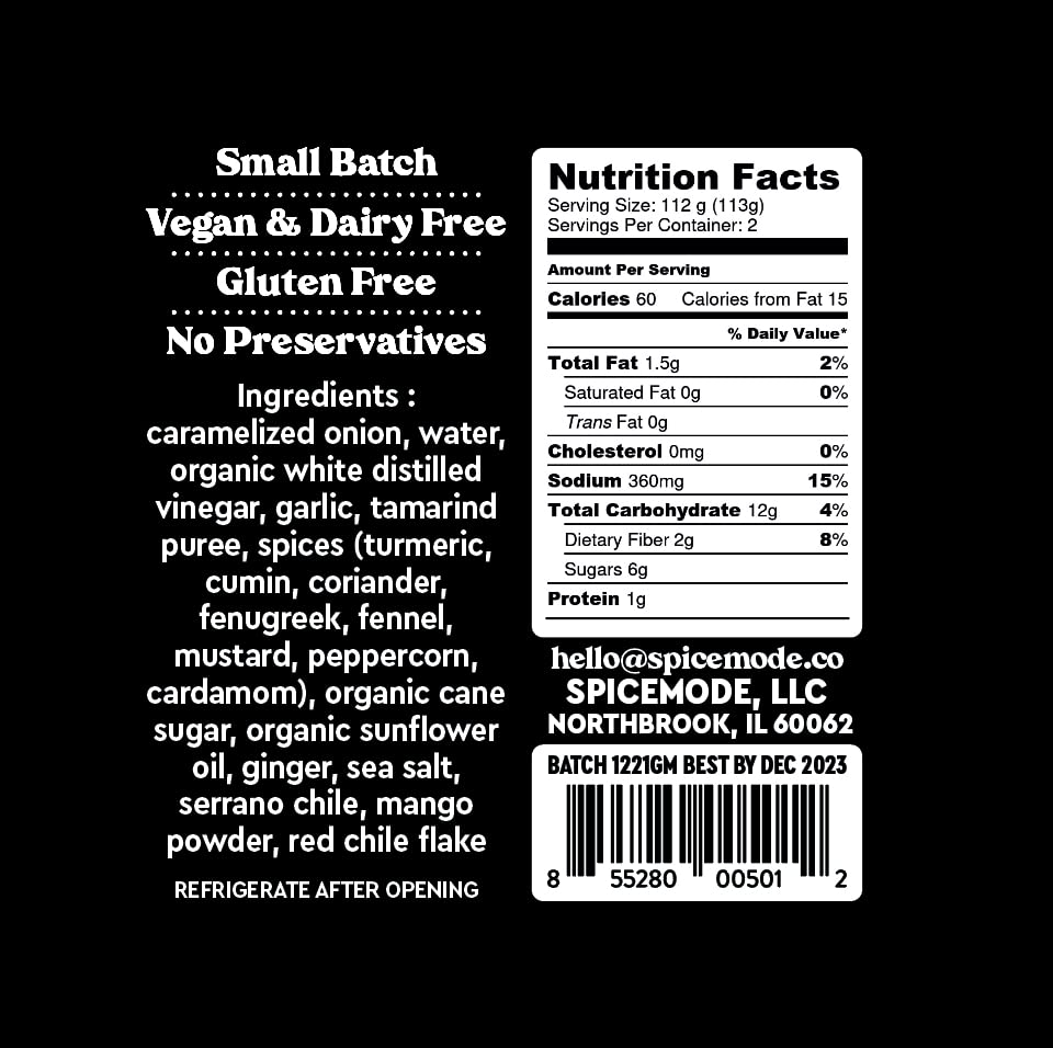 Spicemode, Golden Madras Curry Sauce, Spicy, Vegan, Gluten Free, Small Batch, Bold Flavor, 9 Ounces