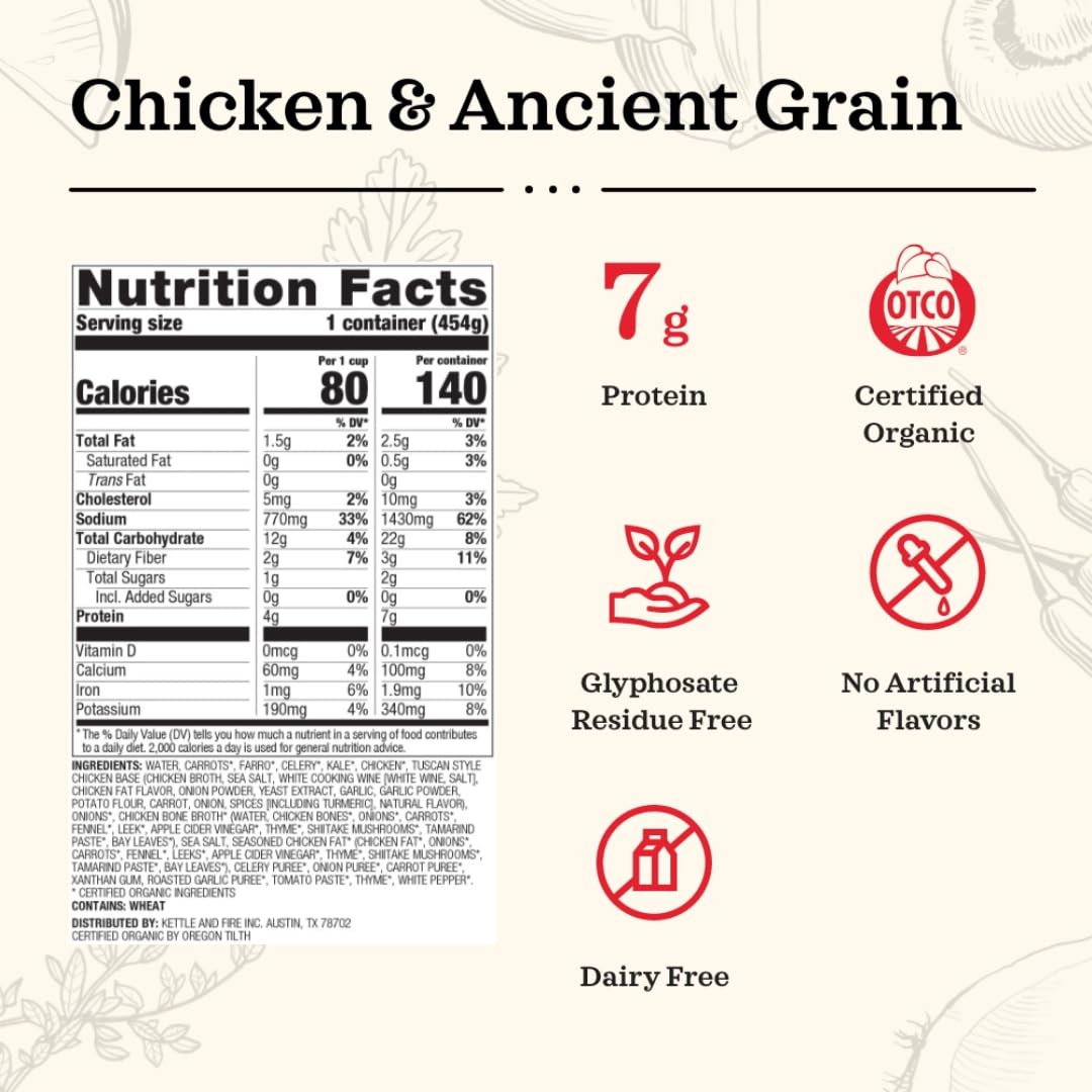 Kettle & Fire Chicken & Ancient Grain Hearty Soup, 6 Pack