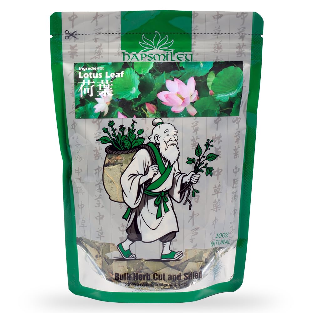 Hapsmiley Dried Lotus Leaf (He Ye/??) - Chinese Herbal Tea  Decaffeinated Loose Leaf Tea  2 Oz (60G)