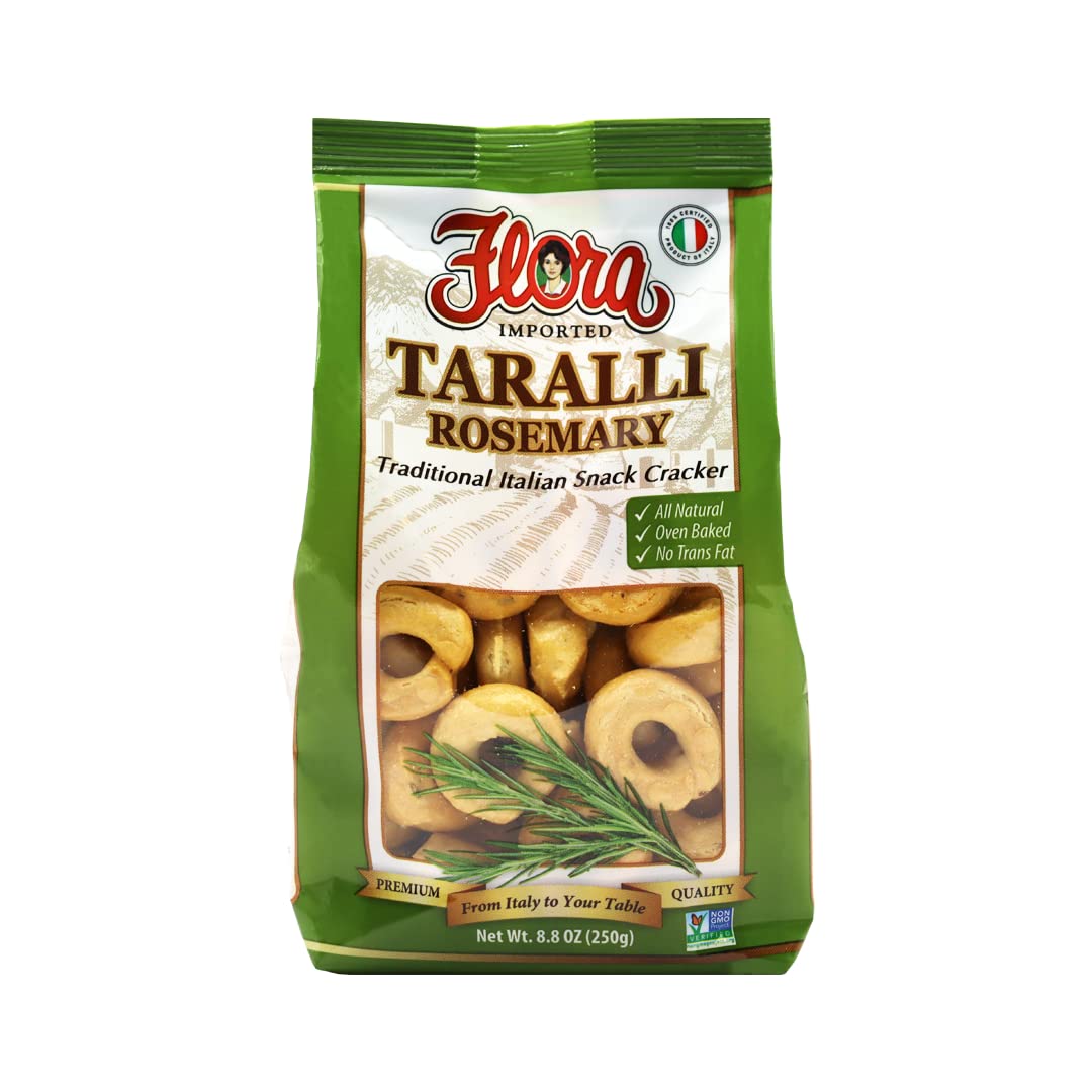 Flora Fine Foods Taralli Snacks with Rosemary, 8.8 Ounce Pack