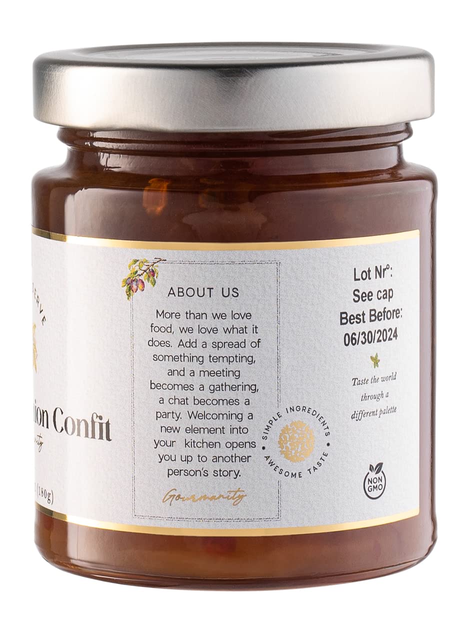 Gourmanity Mulhouse Onion Jam, Sweet & Savoury Taste, Serve With Burgers, Grilled Meat And Fish, All Natural, Non-Gmo, Product O
