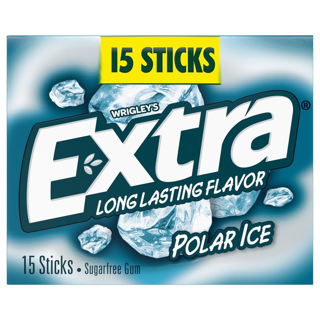 Extra Gum Polar Ice Sugar Free Chewing Gum, Single Pack, 15 Stick