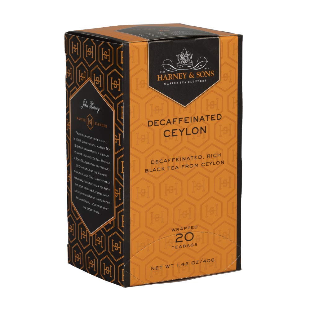Harney & Sons Black Tea, Decaffeinated Ceylon, 20 Tea Bags, 1.26 oz, Model 15-1704