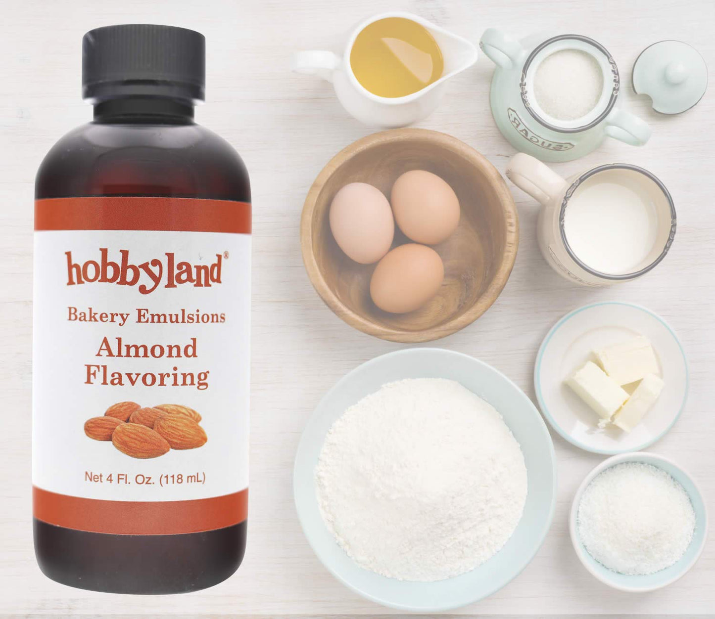 Hobbyland Bakery Emulsions Almond Flavoring, 4 fl oz, Small Batch Baking Emulsion
