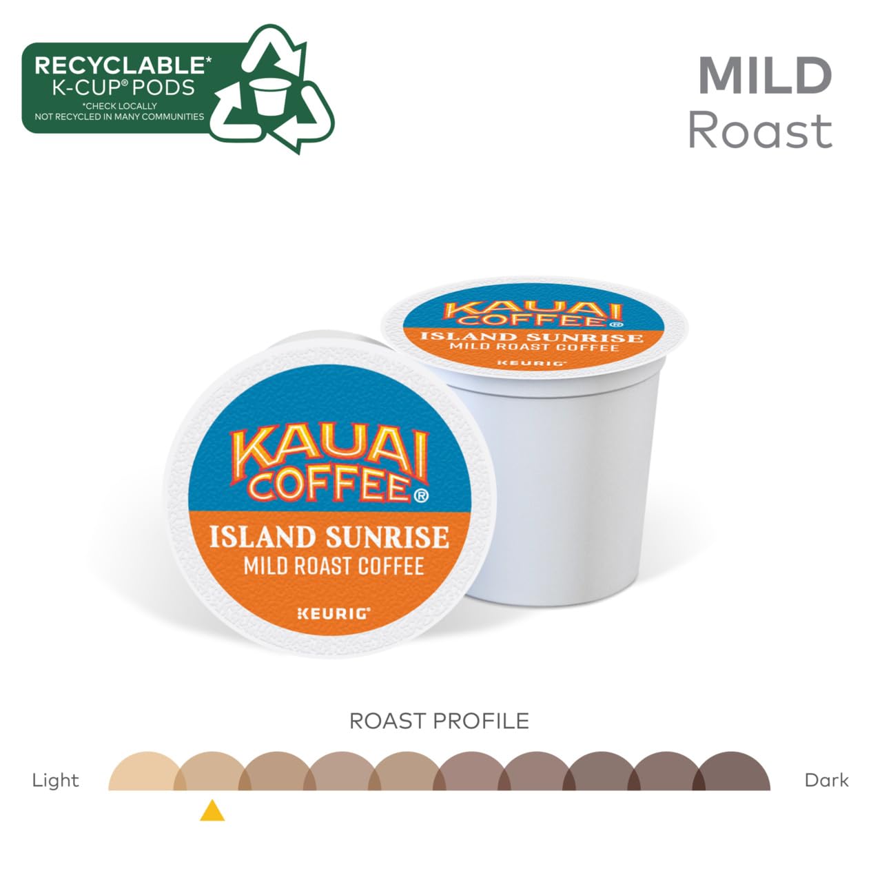 Kauai Coffee Island Sunrise Mild Roast K-Cup Pods, 10 Count (Pack of 2)