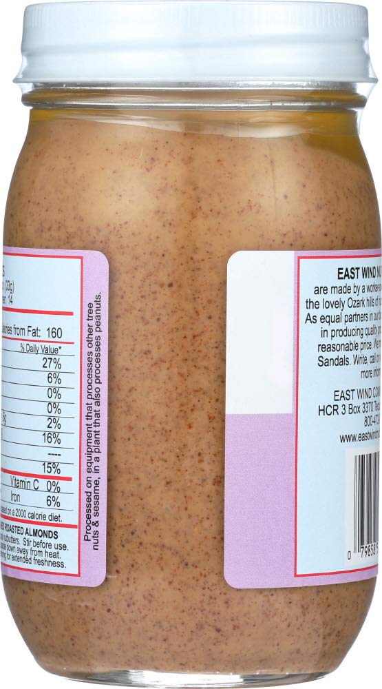 East Wind, Almond Butter, Smooth, Ns, Pack Of 6, Size 16 Oz - No Artificial Ingredients Kosher Low S