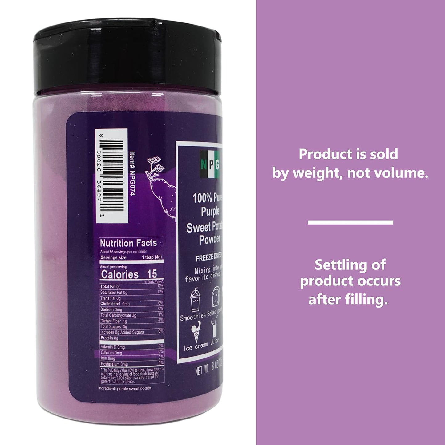 Npg 100% Pure Purple Sweet Potato Powder(Purple Yam Ube) 8 Ounces, All Natural Purple Dry Food Coloring Powder For Baking, Smoothies, Pasta, Tortillas, Vegan Gluten Free Non-Gmo