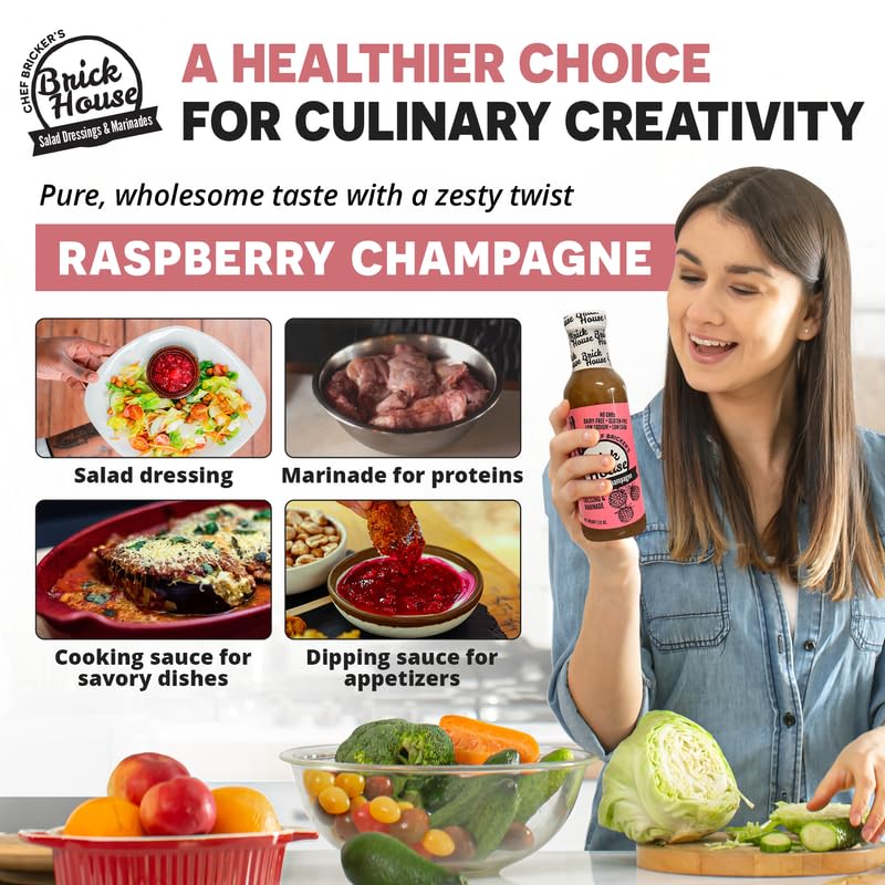 Brick House Raspberry Vinaigrette Salad Dressing, Low Sodium, Gluten Free, 12 oz, 2 Pack
