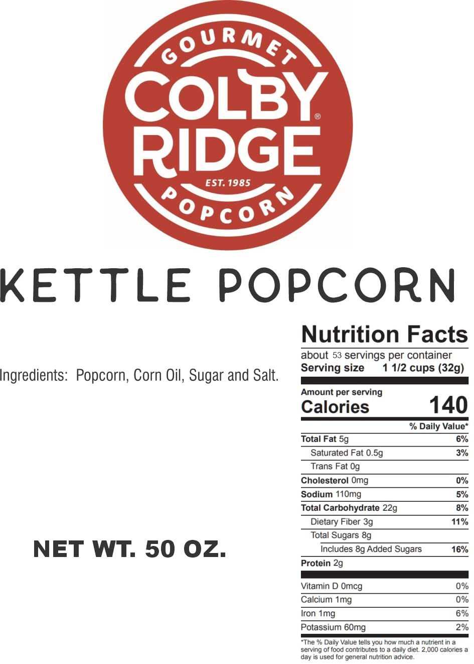 Colby Ridge Gourmet Craft Popped Gluten Free Popcorn Bulk Sized Large Gift Party Bags (Bulk 5 Gal. 80 Cups) (Kettle Corn)