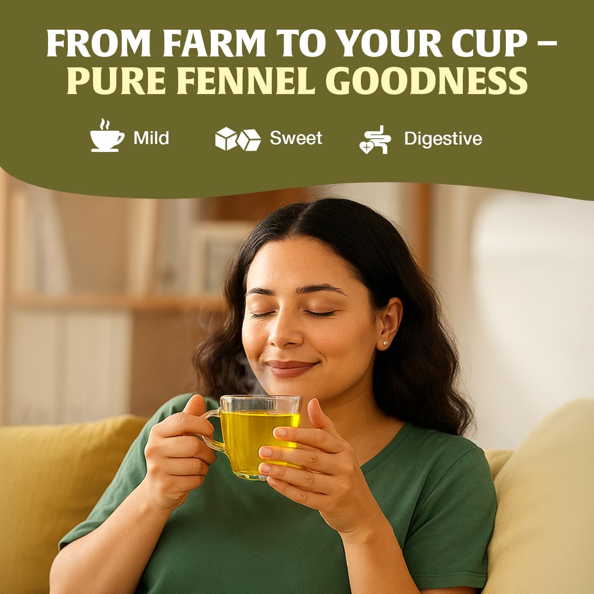 HANDPICK Fennel Tea Bags - 100 Caffeine Free Herbal Tea Bags, Made from 100% Natural Whole Fennel Seeds, Premium Quality, Sweet Taste & Aroma