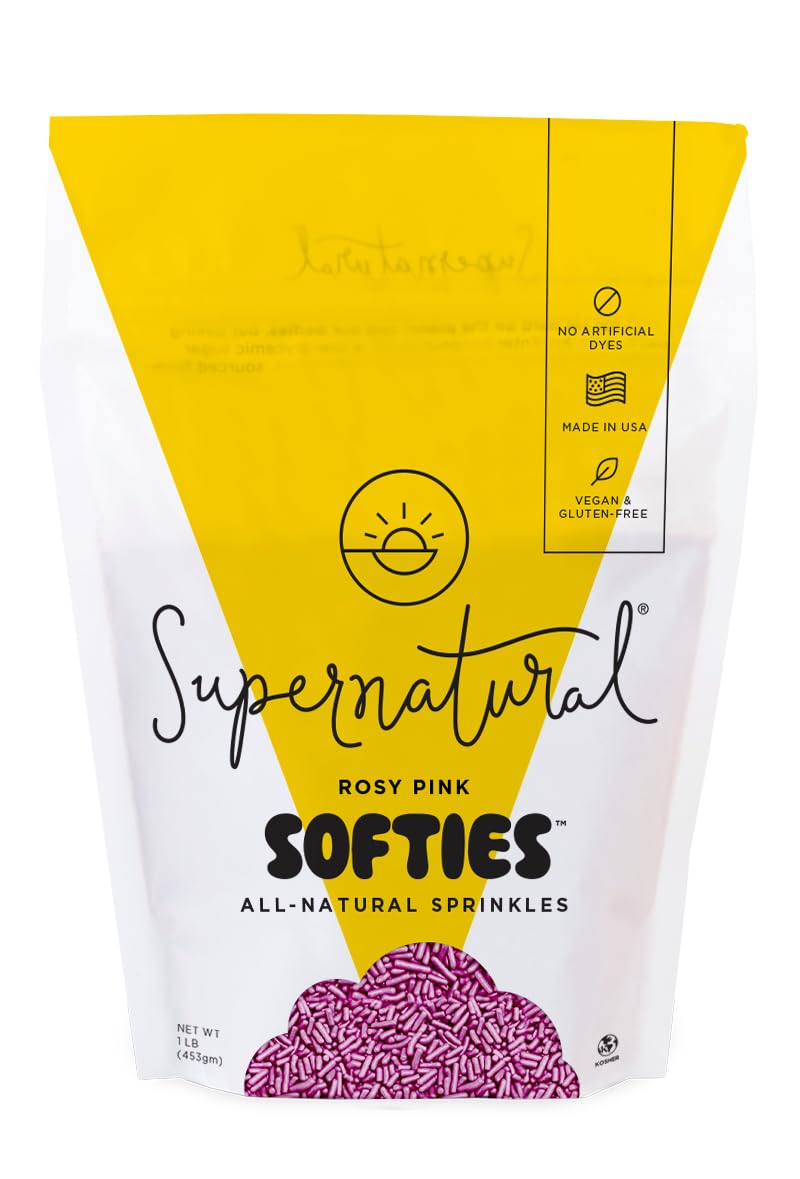 Supernatural Rosy Pink Softies Sprinkles, Dye-Free, Made in USA, Soy Free, Gluten Free, Vegan, 16oz