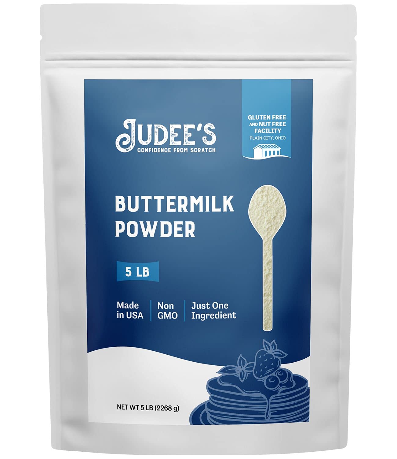 Judees Bulk Buttermilk Powder - 100% Non-GMO, Gluten-Free - 40 lb (5lb Pack of 8) - Ideal for Baking and Cooking